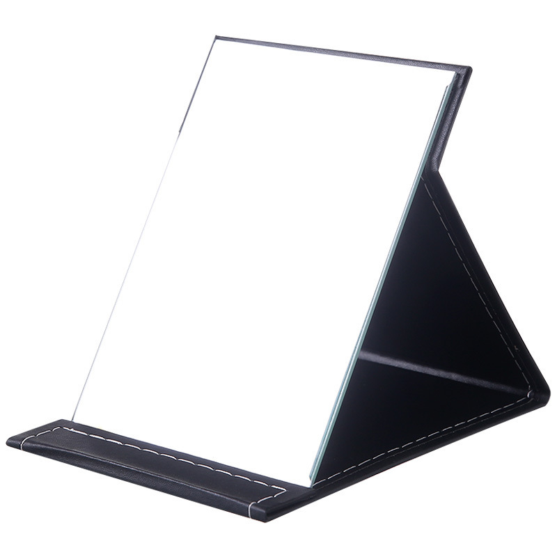 Mirror makeup mirror PU portable folding desktop dressing mirror square dormitory students desktop small mirror wholesale