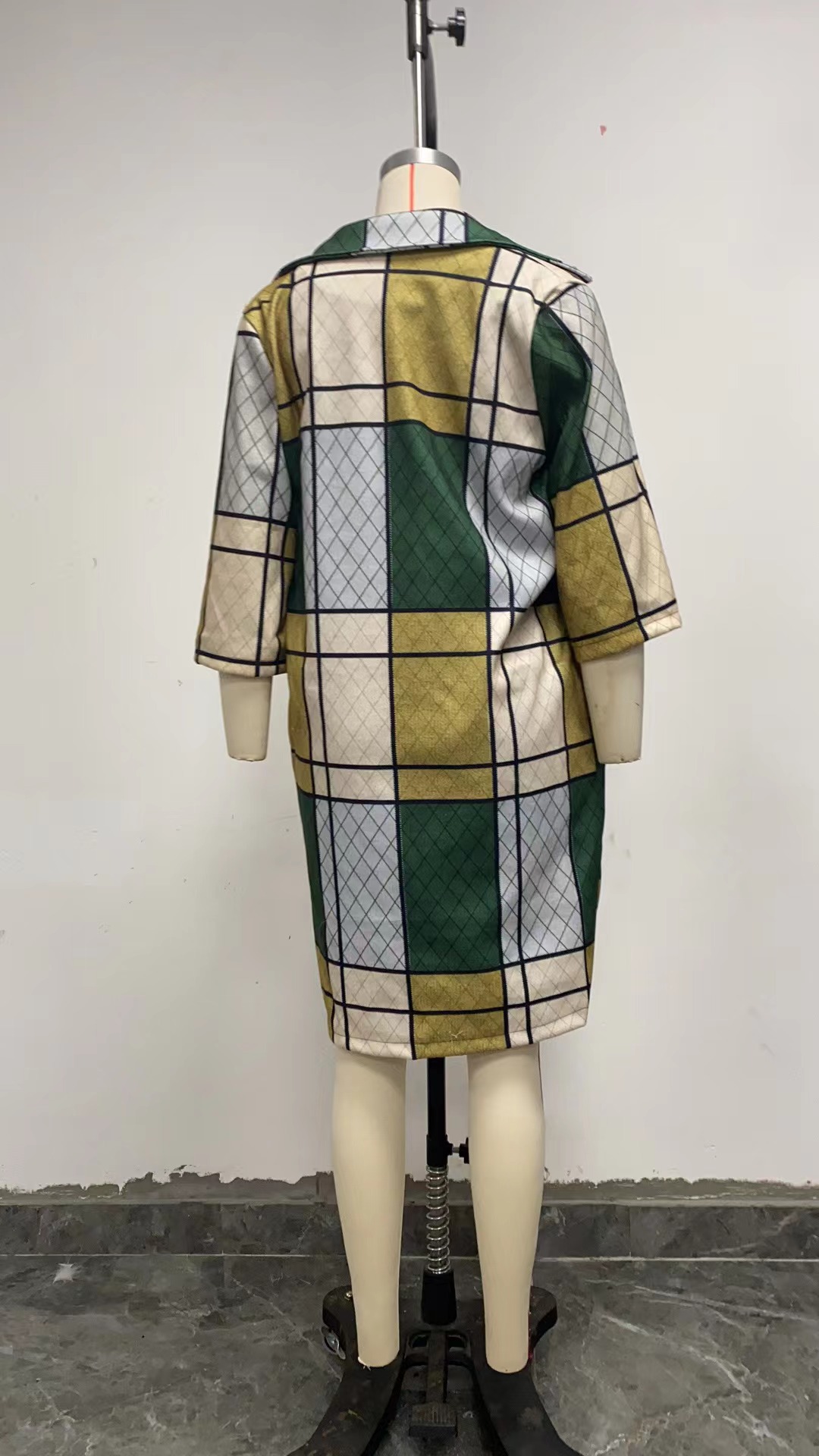 S9312 2024 Cross-border Autumn and Winter New European and American Women's Fashion Long Sleeve Lapel Coat Printed Woolen Long Coat_voghion.com