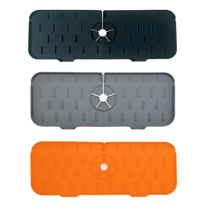 Factory direct food grade silicone drain mat kitchen bathroom faucet splash sink mat strip foldable