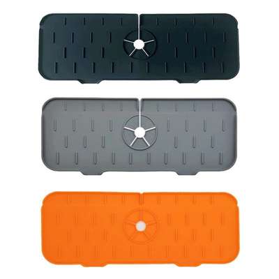 Factory direct food grade silicone drain mat kitchen bathroom faucet splash sink mat strip foldable