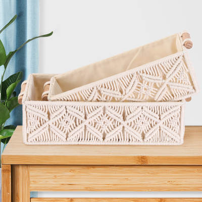 Cross-border European-style desktop storage box Amazon convenient storage room sundries cotton rope gray Miscellaneous woven storage box