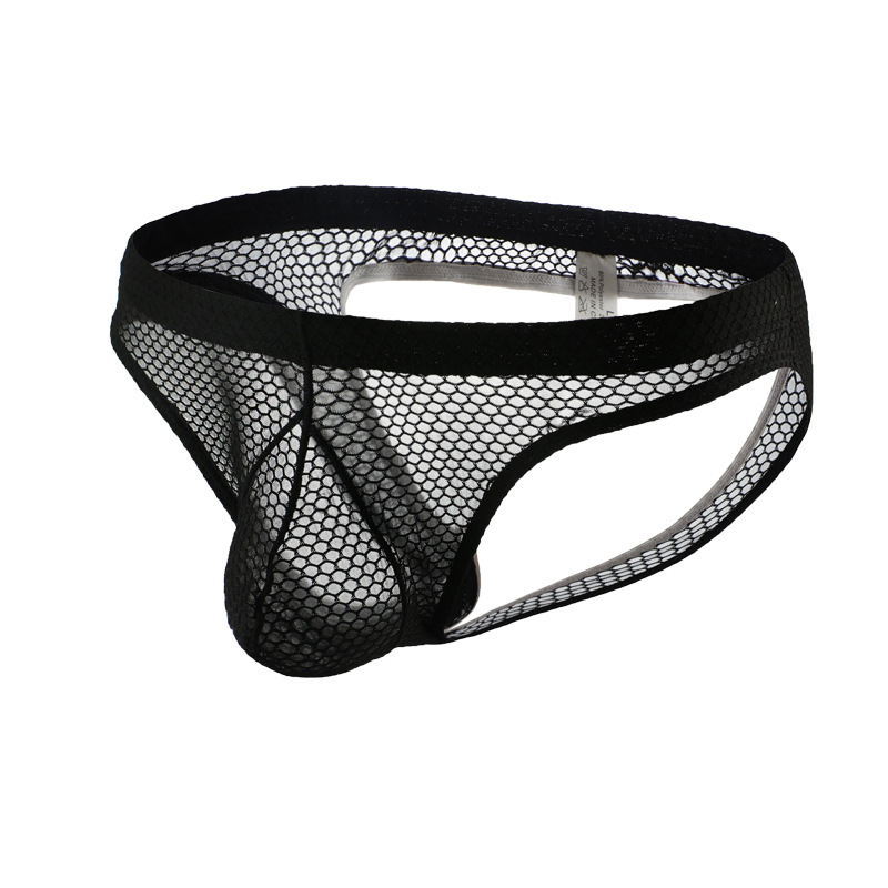 Men's Breathable Mesh Briefs with Sexy Lace_voghion.com