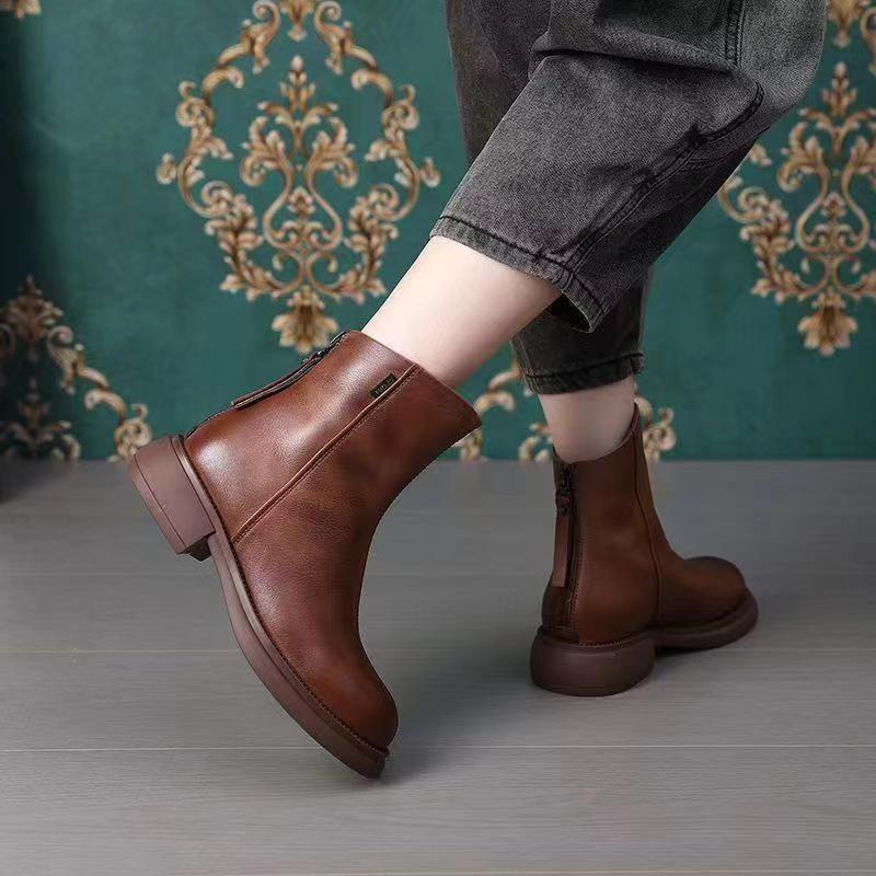 Martins Boots Ins British Style 2024 New Style Deep-soled Chelsea Super Fire Short Boots Women's Retro Autumn and Winter Single Boots