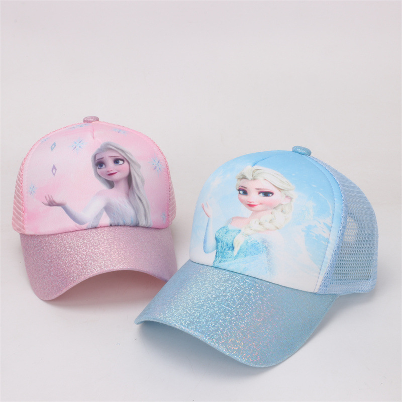 ins cartoon baby girl hat ice and snow baseball cap summer sun hat mesh hat 2-6 years old children breathable peaked cap