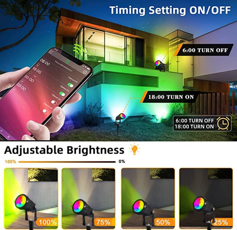 Zhongshan factory LED plug light smart Bluetooth colorful tree landscape light 1 drag 6 RF remote control RGB lawn light