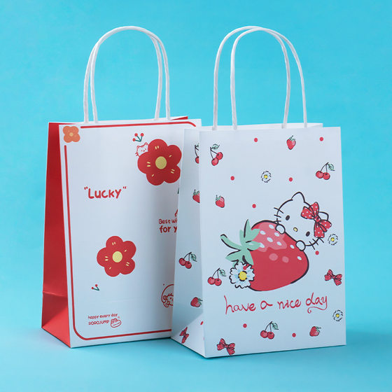 Handbag Kraft Paper Bag Cartoon Duck Gift Bag Gift Milk Tea Packing Bag Baking Take-out Wrapping Paper Bag