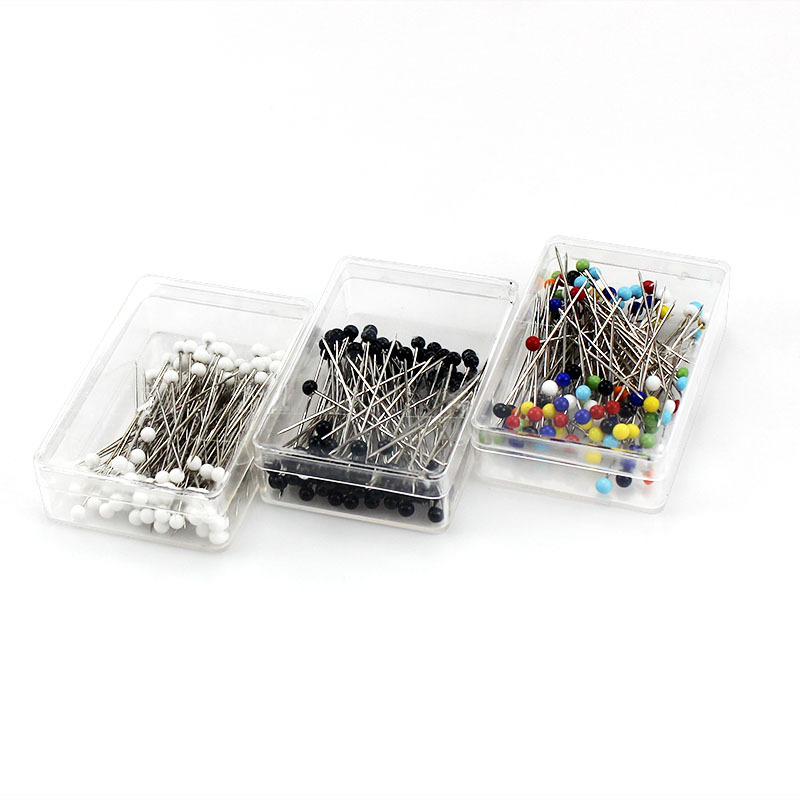 Factory wholesale 100 pieces of glass bead needle manual diy sewing patchwork fixed positioning needle color box pin
