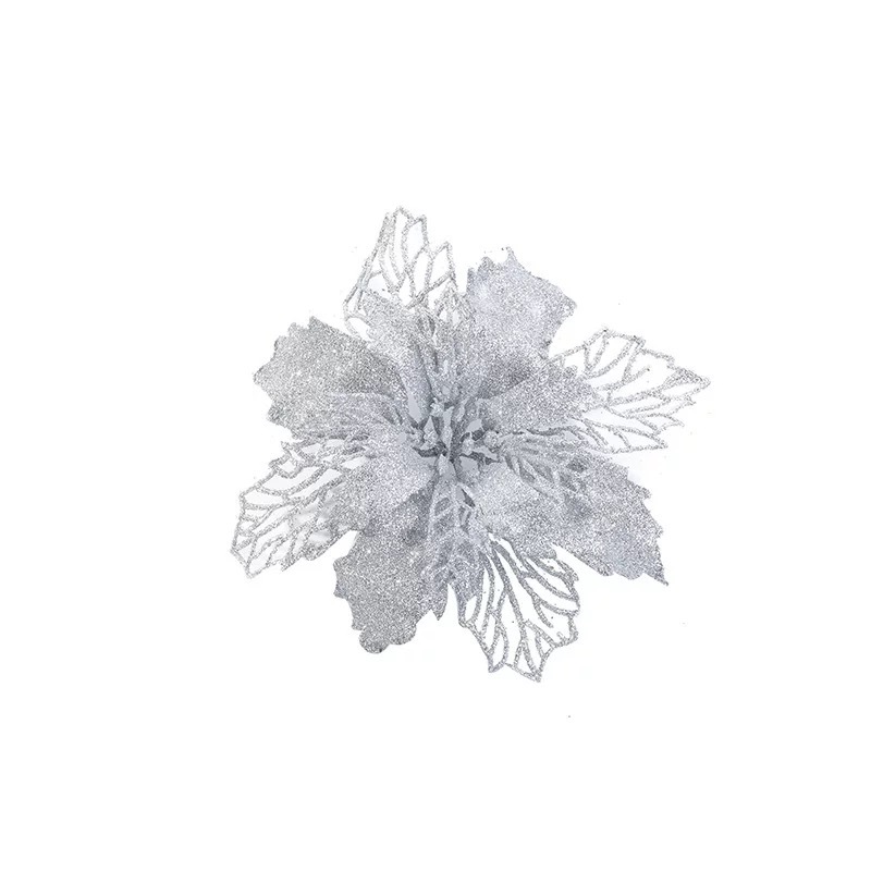 Christmas Gold pink flower hollow gold pink Christmas flower large artificial flower Christmas tree decoration supplies cross-border exclusive_voghion.com