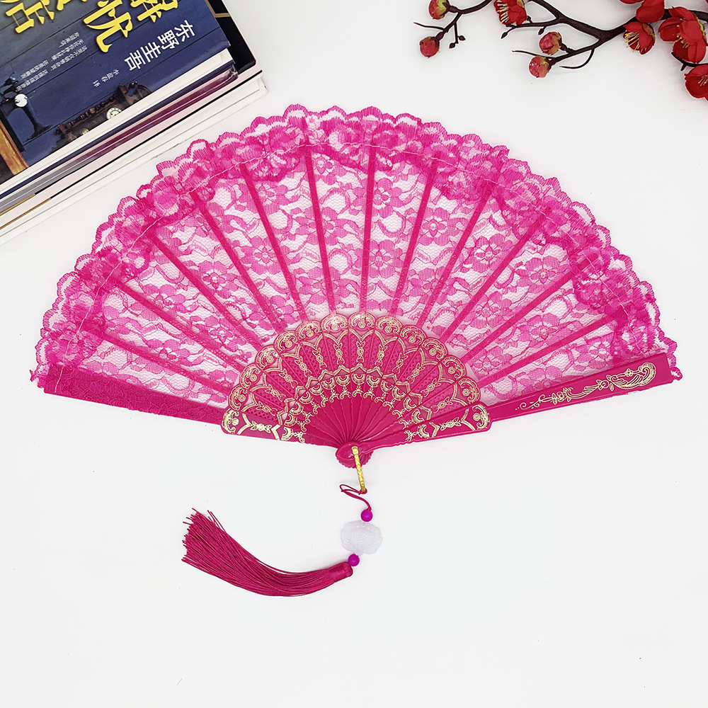 Lolita Lace Women's Folding Summer Orchid Fan Dance Performance Photography Props Folding Fan