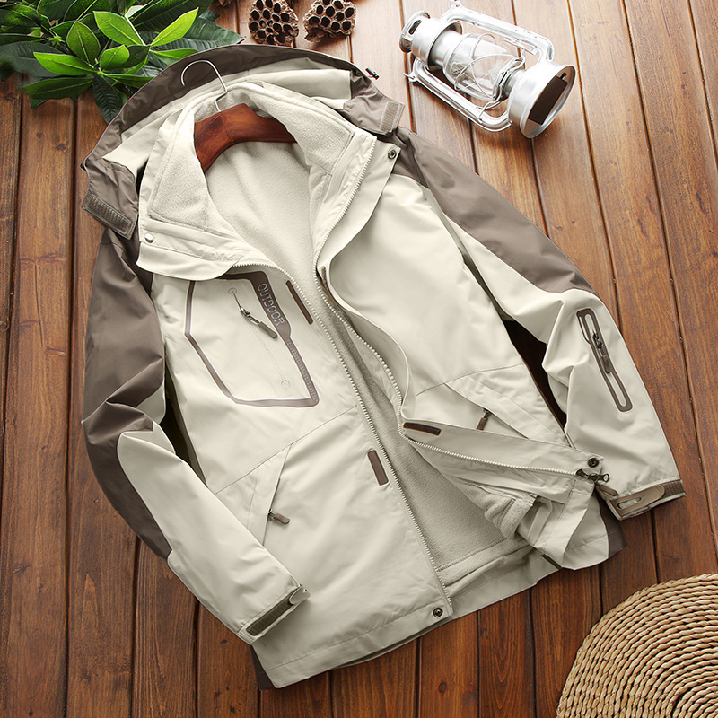 Men's winter jacket three-in-one two-piece fleece liner two-piece outdoor mountaineering suit in stock wholesale