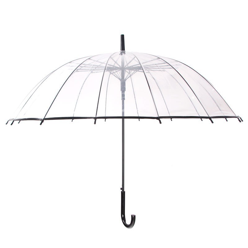创意简约透明伞阿波罗白色8骨长柄伞女弯柄直杆透明雨伞双人大伞