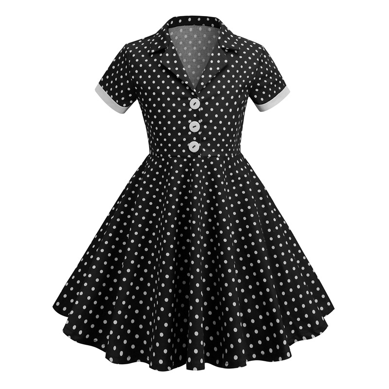 Amazon cross-border European and American women's children's clothing foreign trade dress short sleeve polka dot retro children's clothing dress