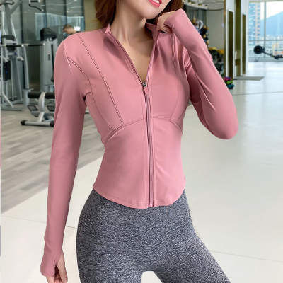 22 new autumn and winter long-sleeved gym sports jacket LULU original slim-fit slimming zipper cardigan yoga clothes top