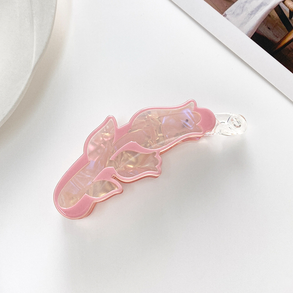 Mode Rose Große Vertikale Clip Acryl Banana Clip Pontail Clip Koreanische Magische Farbe Haarnadel Elegante Vertikale Clip_voghion.com