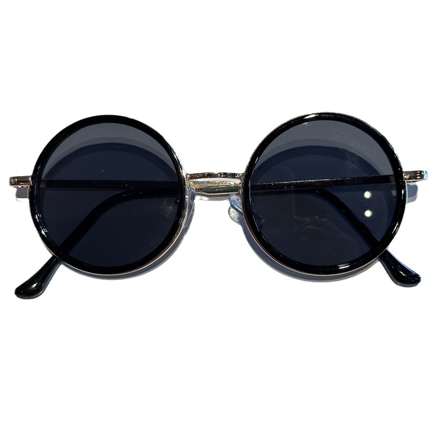 Retro Round frame children's sunglasses men's and women's baby photo concave shape fashion sunglasses trendy cool travel sun protection sunglasses