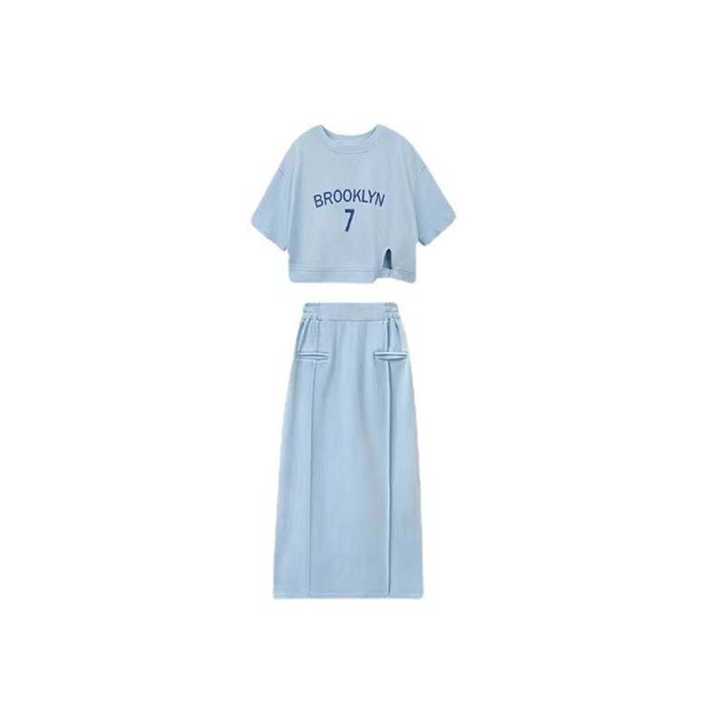 Internet Celebrity Short-sleeved Skirt Set 2024 Summer Campus Style Japanese Style Elegant Sweet Girl T-shirt Skirt Women's Two-piece Set