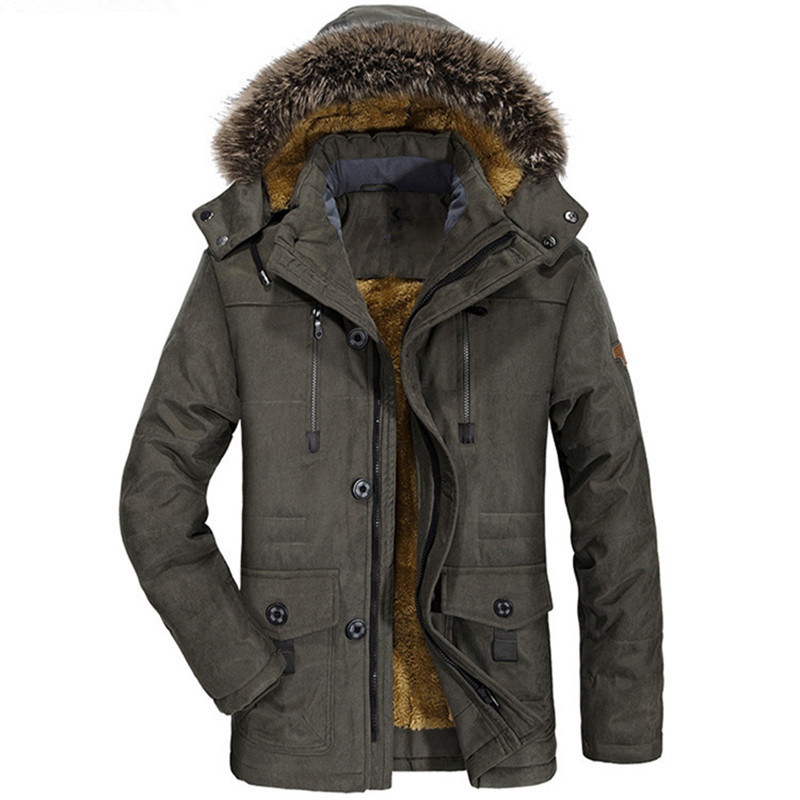 AliExpress new autumn and winter long middle-aged hooded plus velvet men's large size cotton-padded clothes factory a generation of hair coat