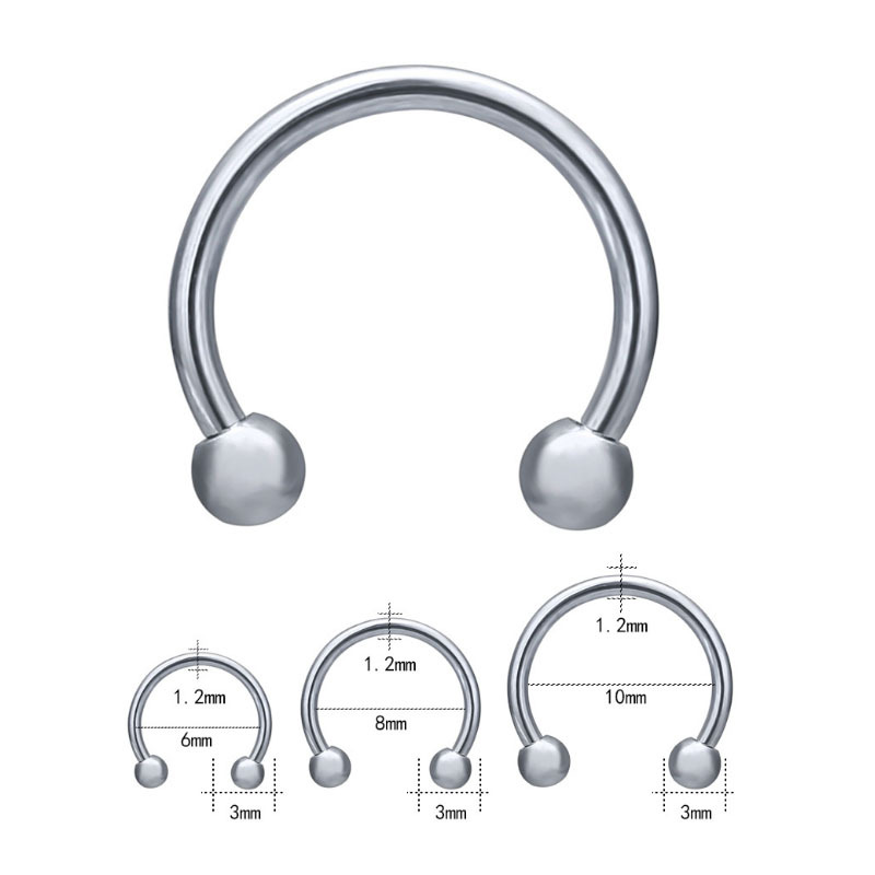 Human body piercing jewelry universal ring snap ball breast ring body ring C Rod horseshoe ring CBR stainless steel piercing jewelry batch