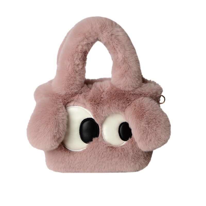 Autumn and Winter Plush Bag 2023 new cute big eye puppy tote bag shoulder bag crossbody oblique eye puppy bag