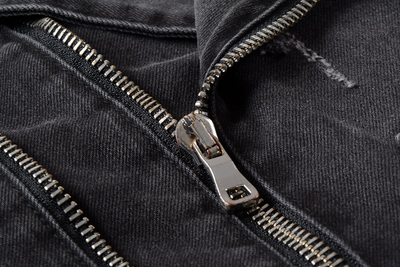 Punk Style Motorcycle Jacket Men's Ripped Slim Fit Black Denim Jacket Young Men's Jacket Autumn and Winter Men's 403