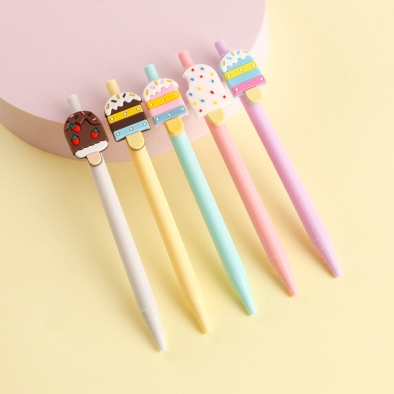 Cartoon cute student summer ice cream PVC soft glue popsicle popsicle stick pen small fresh ballpoint pen