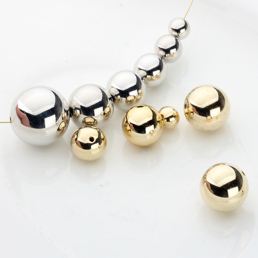 CCB straight hole 14K gold and silver beads water plated round beads 8/10/12/14/16/18/20mmdiy jewelry accessories