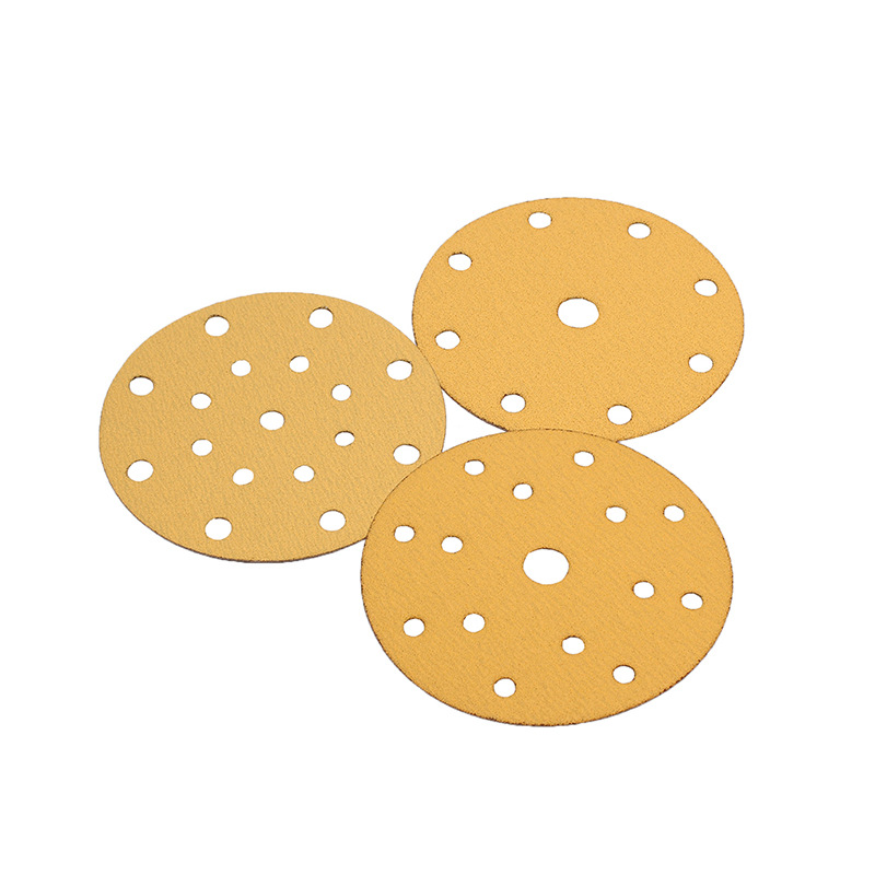 Spot wholesale yellow sand flocking 6 inch dry sanding paper car paint polishing piece brushed piece adhesive sandpaper