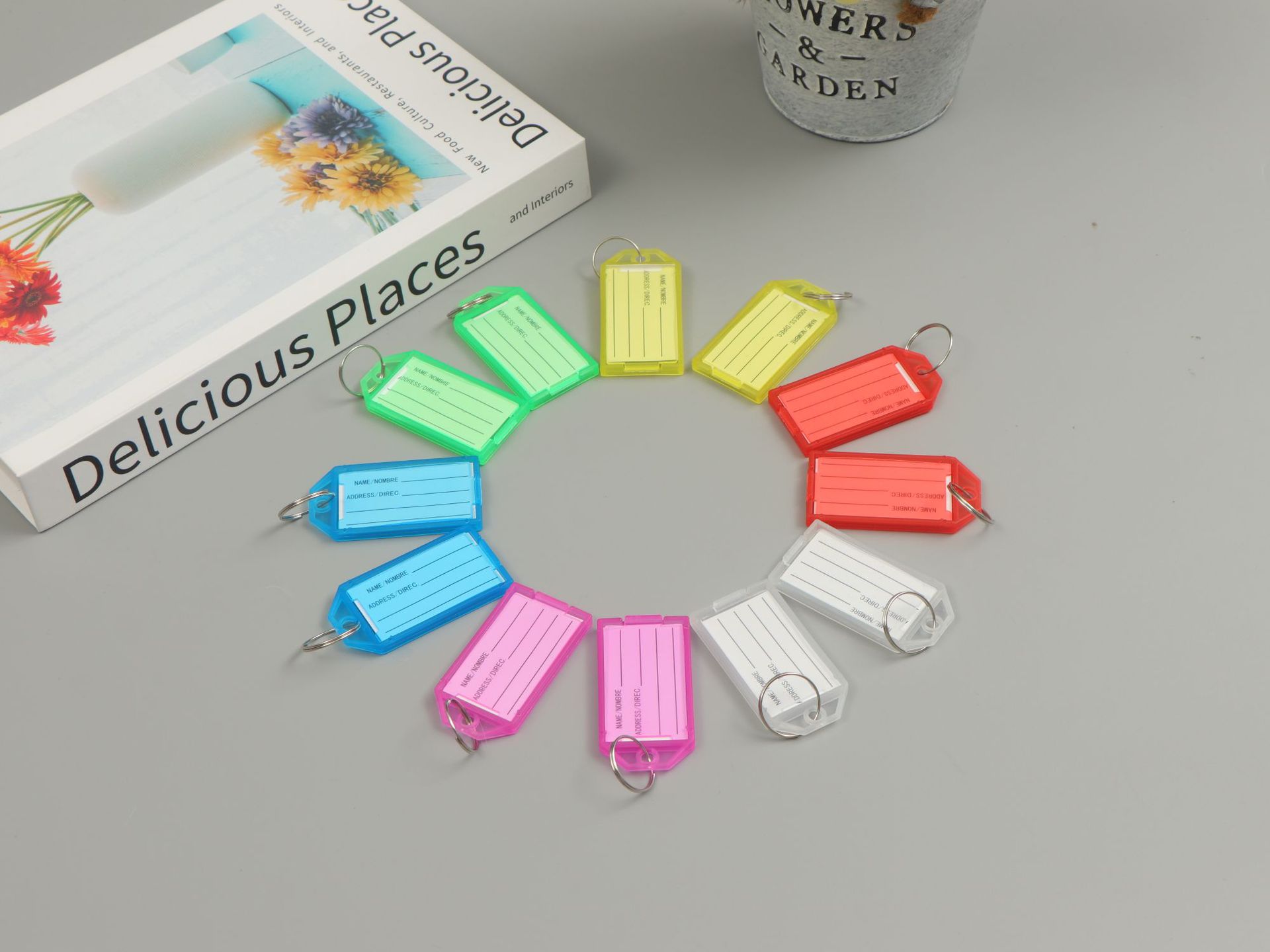 Colorful transparent plastic key card convenient classification key chain double-sided mark number plate hotel key card