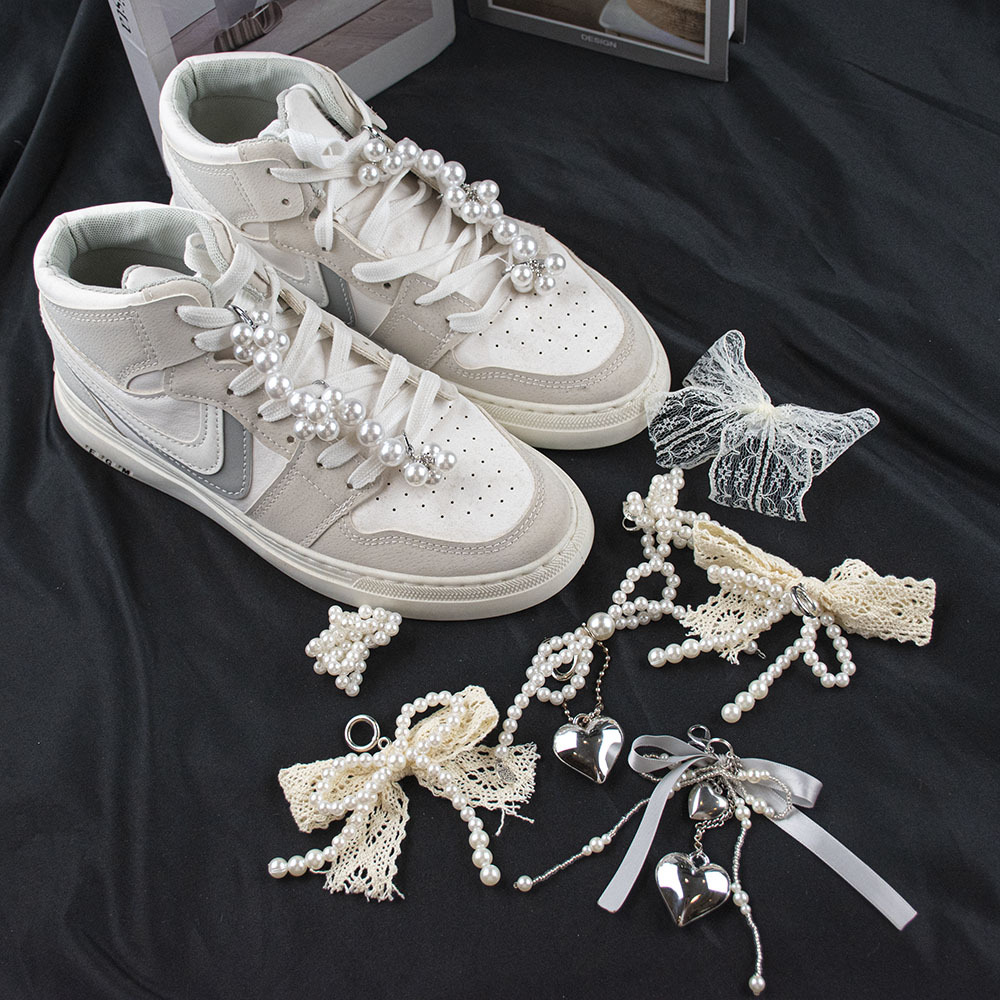 Simple Shoe Flower Pearl Bow Pearl String Shoes Accessories Buckle sneaker Decorative Buckle Shoelace Buckle Bag Jewelry