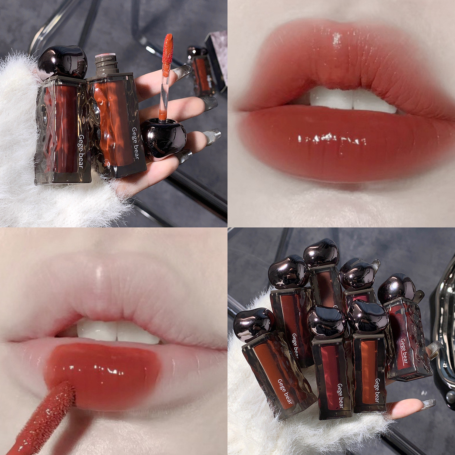 Gege bear Glacier lava moisturizing lip glaze moisturizing toot lip water light mirror not easy to stick Cup lipstick