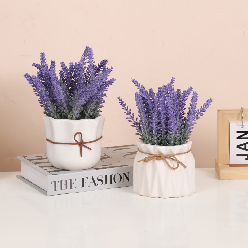 Artificial lavender pot decoration artificial green plant home hallway TV cabinet flower pot decoration crafts