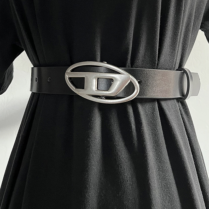 Spot matte matte fashion bright D Buckle American retro leather cowhide belt belt unisex tide