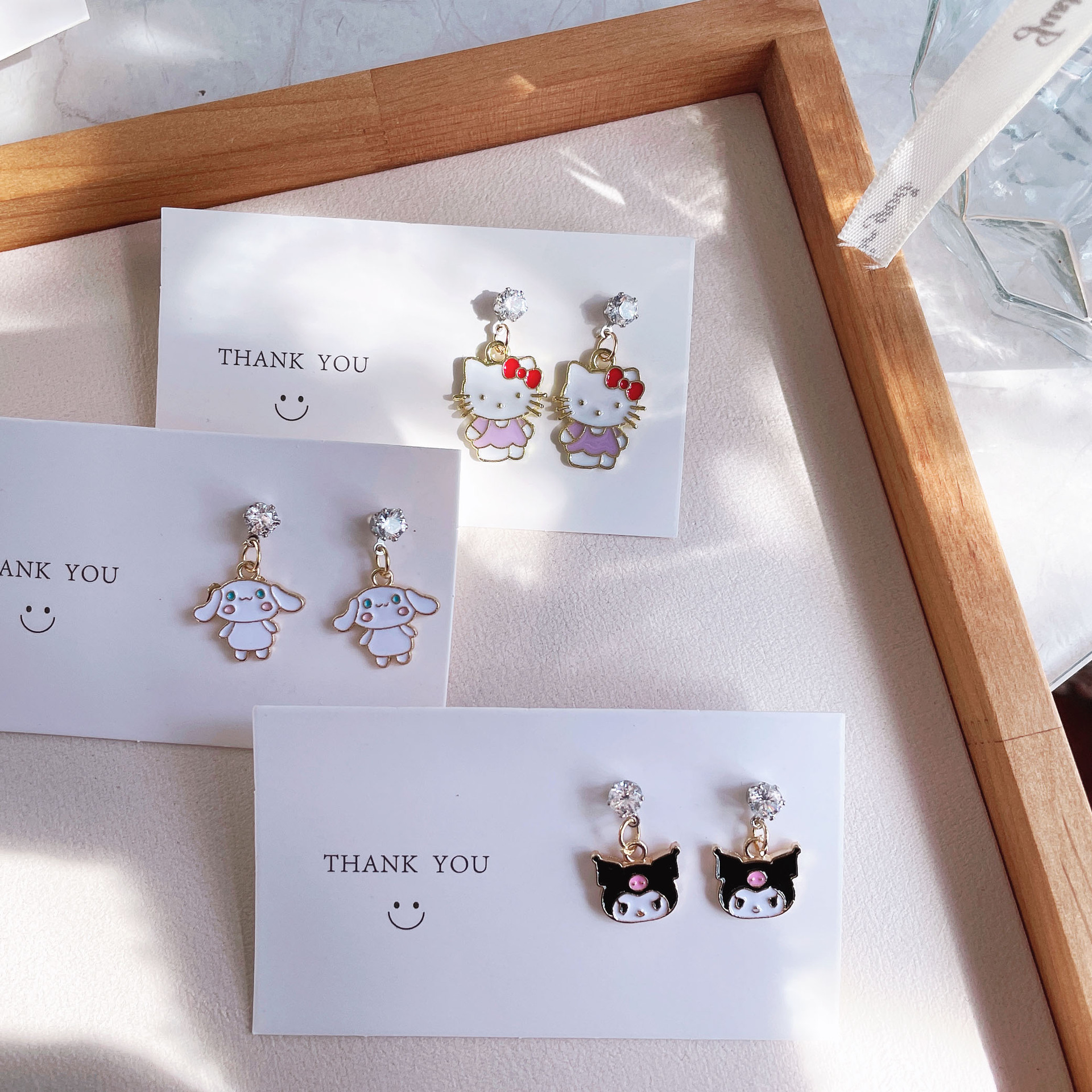 Sanrio Cartoon Earrings Cute Koromi Gui Dog Melody 925 Silver Pin Earrings Student Girl Earrings
