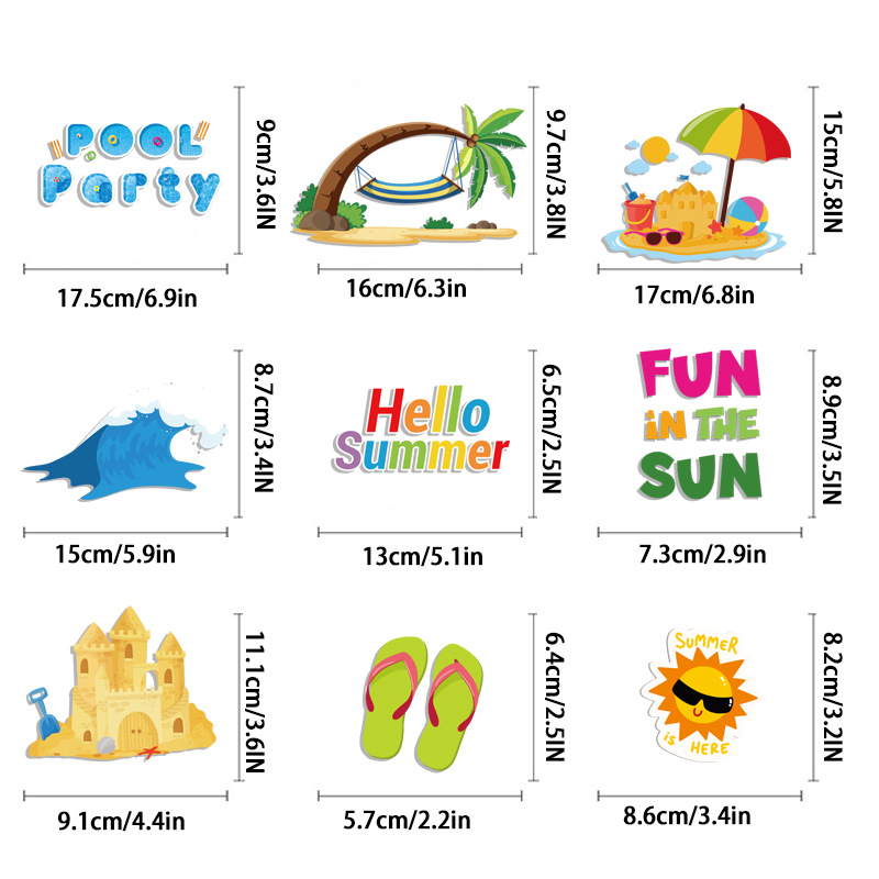 2023 New Amazon Hawaii Festival Summer Window Decorations Stickers Party Window Glass Wall Stickers