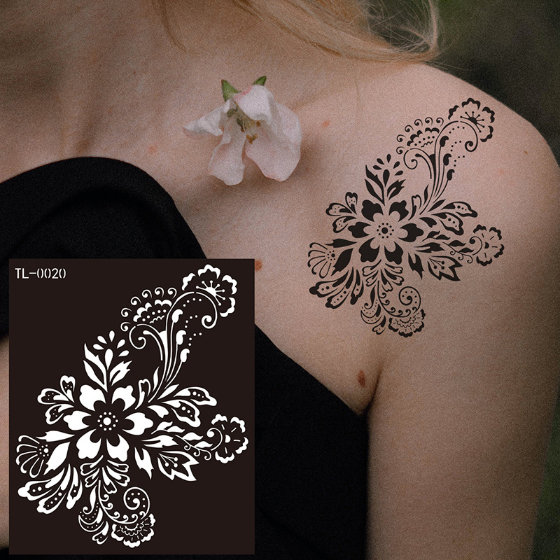 Zhengxiang European and American PET Hannah Tattoo Hollow Tattoo Tattoo Henna Hand Painted Henna Tattoo