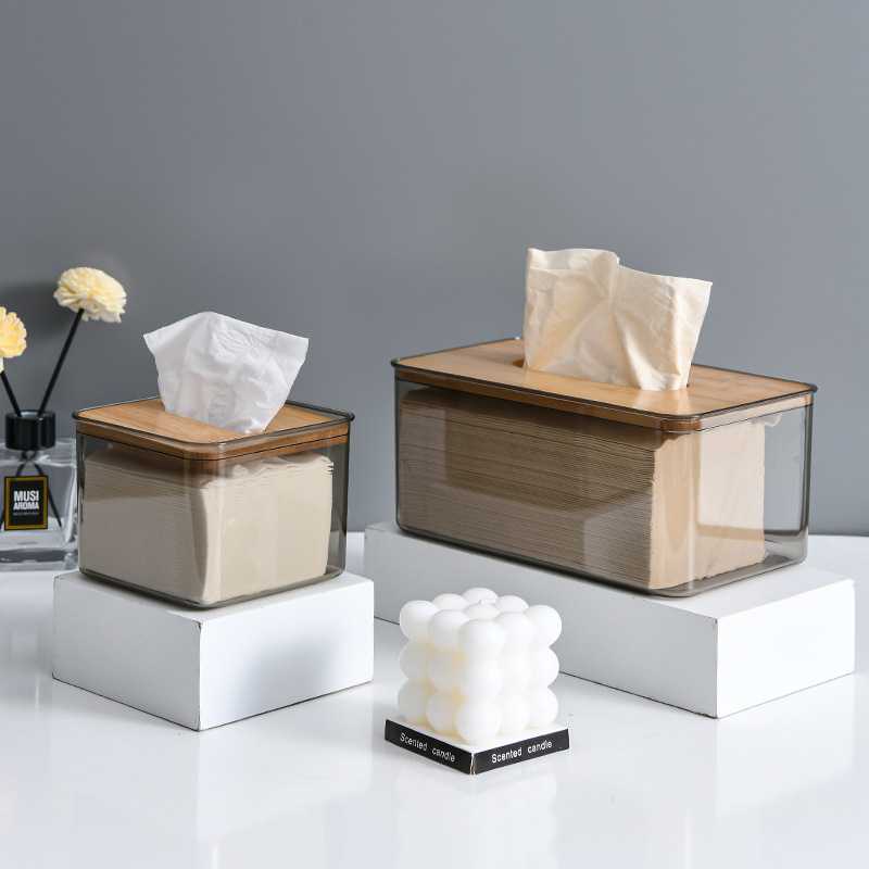 Nordic simple creative transparent tissue box household living room tissue box facial tissue dining room desktop napkin storage box