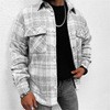 Cross-border European and American New 2021 Spring and Autumn New Long-sleeved Blue and White Long-sleeved Shirt Casual Collar Pocket Shirt for Men