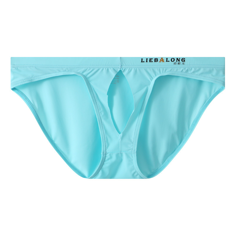 Hunting Tyrannosaurus/LIEBALONG Foreign Trade men's underwear front opening ice silk briefs air leakage breathable low waist sexy