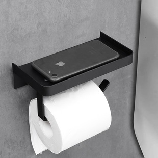 Punch-free Bathroom Mobile Phone Roll Paper Holder 304 Stainless Steel Toilet Roll Paper Box Storage Toilet Tissue Holder