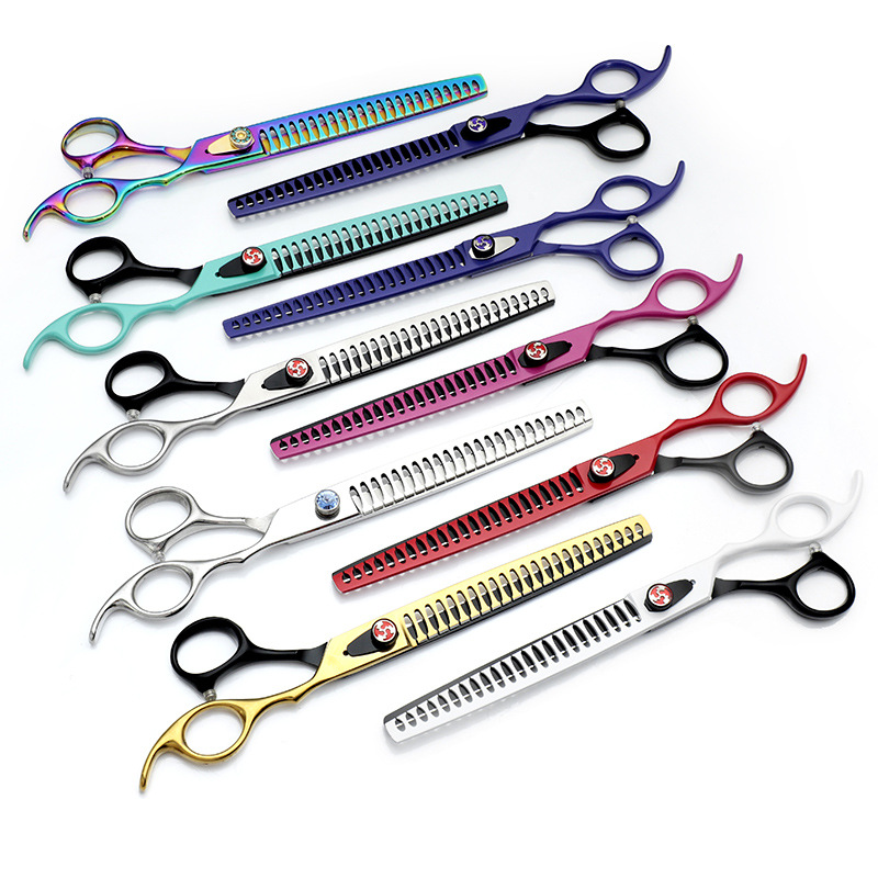 E-Commerce best selling color pet scissors 8 inch Fishbone tooth scissors tooth scissors 7 inch thin scissors 7.5 inch hair trimming scissors