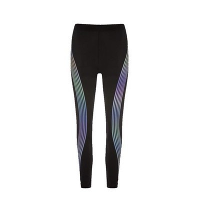Spot supply new wish European and American streamer digital printing striped tight high waist sports yoga leggings