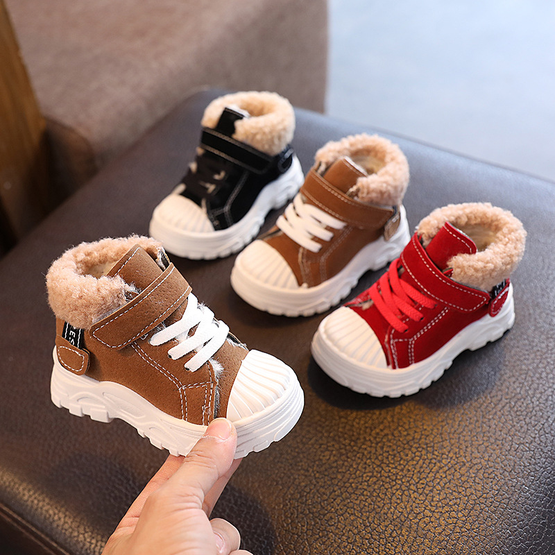 儿童马丁鞋2022冬季小童加绒加厚棉鞋男女童英伦雪地靴宝宝短靴子