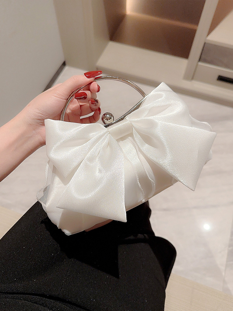 Cross-border Hot Selling White Wedding Bag Banquet Handbag Fairy Bag Dinner Hand Bag High-grade Gift Bag Chain Bag