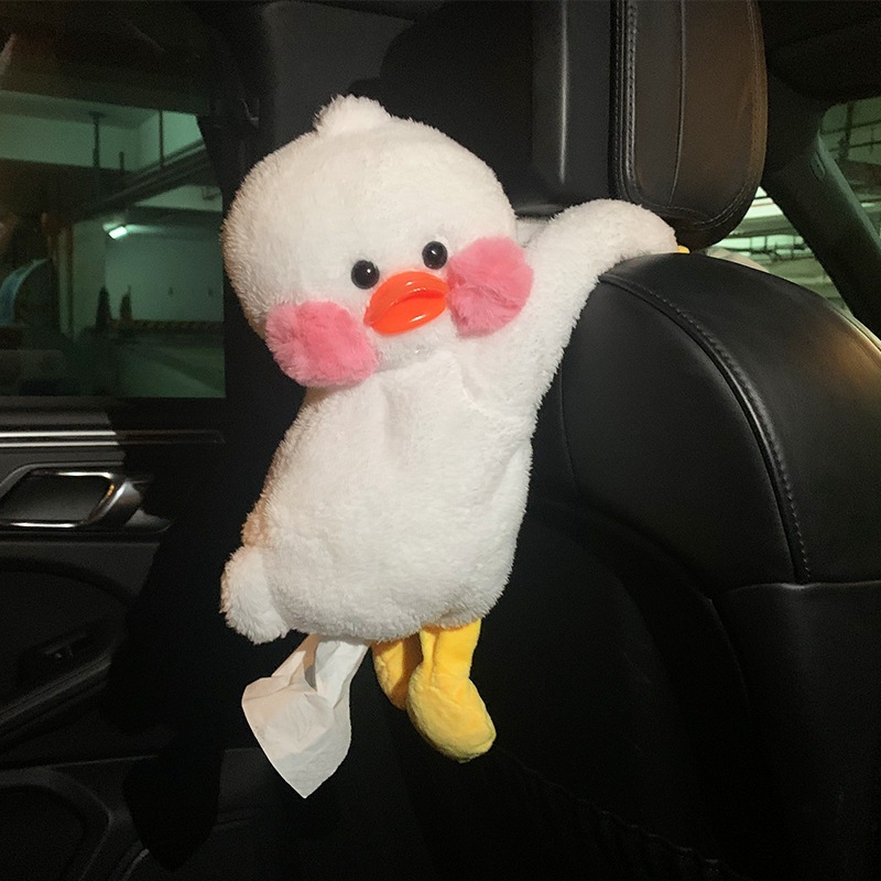 Car Tissue Box Cartoon Cute Duck Interior Accessories Convenient Chair Back Hanging Multifunctional Car Hanging Tissue Pumping
