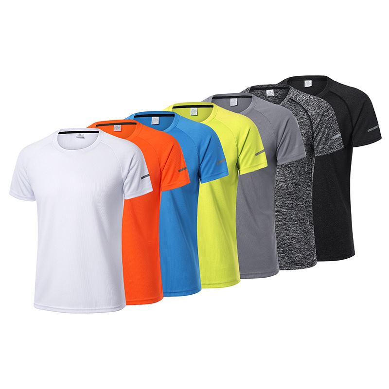 Outdoor Sports Short-sleeved Quick-drying Running Loose Top T-shirt Solid Color Marathon Round Neck Anti-cursor Unisex