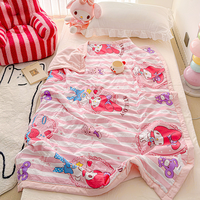 Summer Cartoon Children's Double-layer Yarn Summer Quilt Sanrio Yugui Dog Air Conditioning Kulomika Machine Washable Naked Sleeping Thin Quilt