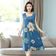 Summer Middle-aged and Elderly People's Cotton Silk Nightdress Pajamas Women's Cotton Silk Dress Summer Adult Large Size Mother's Home Clothes