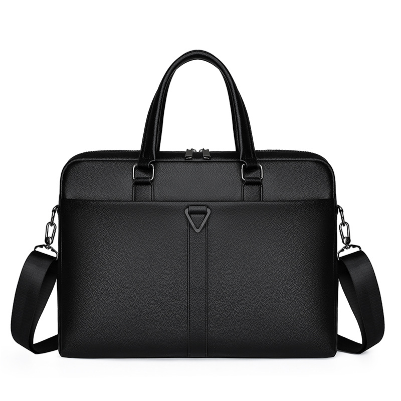 Cross-border new men's portable business briefcase conference bag 15.6 inch notebook bag PU shoulder laptop bag