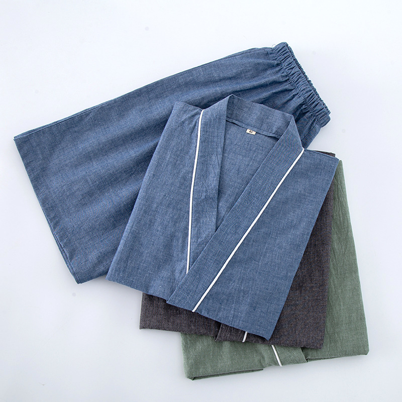 Washed cotton cotton plus size short-sleeved shorts and clothing home wear men's summer thin pajamas suit