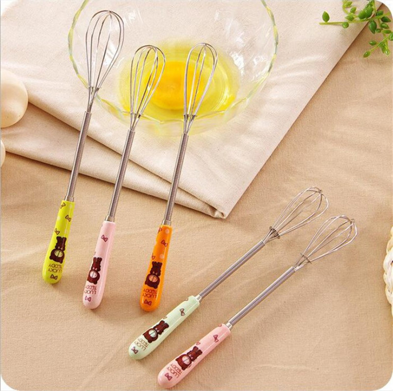 Bear ceramic handle stainless steel compact manual egg beater eggshell beater cake biscuit baking mixer